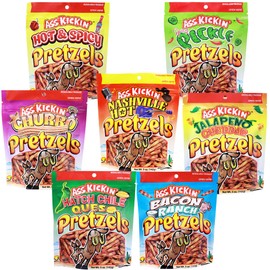 Ass Kickin' Pretzels - 7 Unique Pretzel Twist Flavors, 5oz Each Resealable Bag