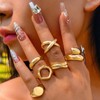 LunarCharm 6-piece set with chunky gold rings for women, gold-plated