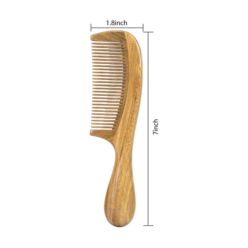 BEINY Natural Green Sandalwood Comb - Anti Static Wooden Hair