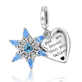 LaMenars Snow and Love Charm for 925 Sterling Silver for Women's Bracelets & Necklaces Dangle Pendant for Christmas Day Valentine's Day Mother's Day Gifts for Girls