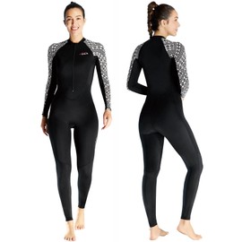 Skyone Dive Skins Swimsuit Full Body Rash Guard for Men Women, Thin Wet Suit Scuba Skin UV Protection Long Sleeve, One Piece Quick Dry Wetsuits Diving Skin for Snorkeling (Black Women, Small)