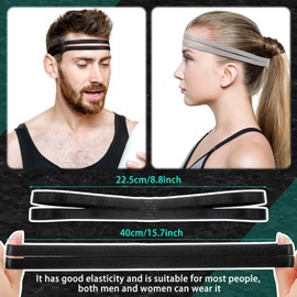 Shappy 3 Pieces Double-Straps Sport Headbands Elastic Hairband Non-Slip Sweatband for Women or Men (Black,Grey)