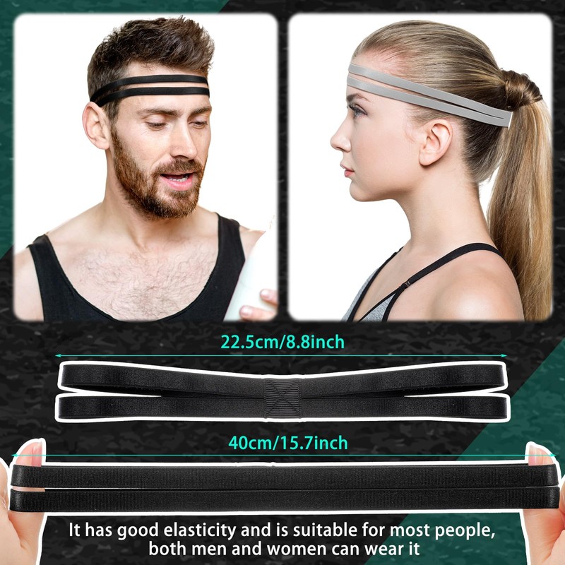 Shappy 3 Pieces Double-Straps Sport Headbands Elastic Hairband Non-Slip Sweatband