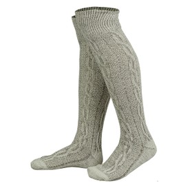FAIZI FASHION Mens Bavarian Oktoberfest/Causal Lederhosen Socks Pairs White & Brown Mix (L)