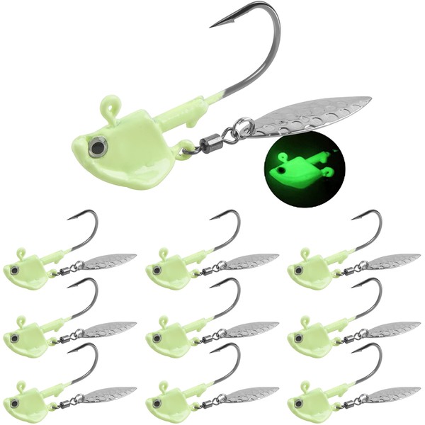 Jig Heads Hooks Underspin Crappie Jig Head with Willow Blade,10pcs