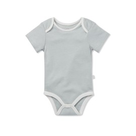 MORI Baby Short Sleeve Bodysuit in Blue Stripe for Boy & Girl - Romper with Envelope Neck & Nickel Free Popper - 18-24 Months