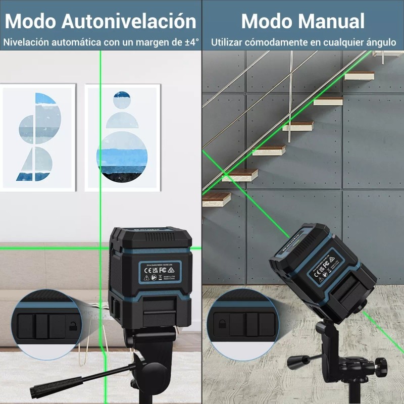 Bauihr Nivel Láser 100ft/30m Autonivelante Con Línea Cruzada de Haz