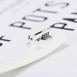 wynn's Solid 925 Sterling Silver Ring for Women, Adjustable Vintage Silver Thumb Ring, Unisex Resizable Arrow & Heart Infinity Open Finger Rings, Silver Toe Rings for Women Mens Girls