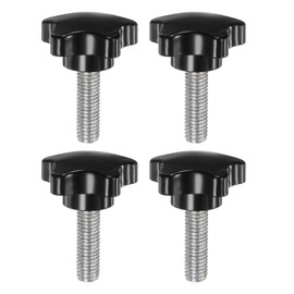 sourcing map 4pcs Star Clamping Knobs M10 x 35mm Metric Male Thread 39mm Large Plastic 5-Star Head Hand Tightening Thumb Screw Jig Knob Handle, Black