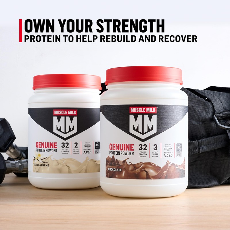 Muscle Milk Genuine Protein Powder, Strawberries 'N Crème, 32g Protein,