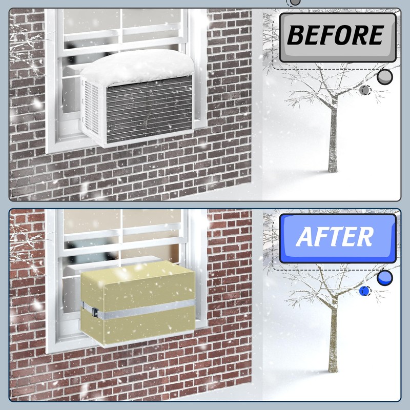 Pearwow Winter Cover for U-Shape Window AC Units, Outdoor Window