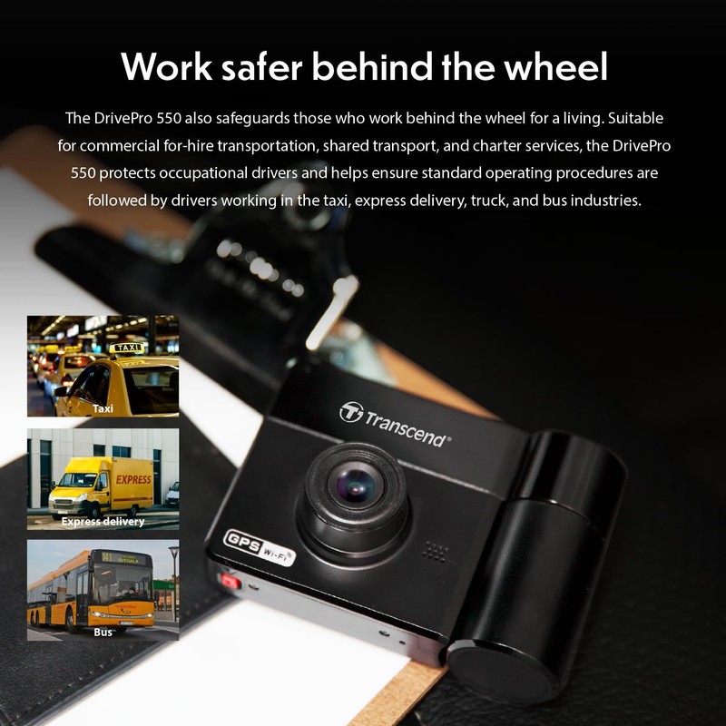 Transcend 64GB, Dual 2K+1080P Dash Cam Front and Rear Inside,