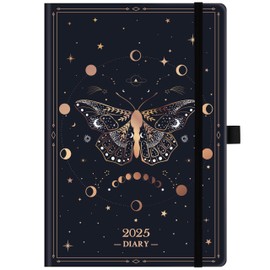 Diary 2025 - A5 Diary 2025 from January 2025 to December 2025, 2025 Diary Week to View, 21.5 x15.5 x1.5 cm, Golden Butterfly