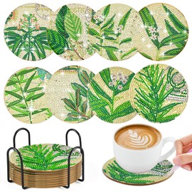 8 Pieces Mandala Diamond Painting Crafts for Children, Diamond Painting Coaster with Holder, Coaster Craft Set Girls 8 9 10 11 12 Years Children Teenagers Girls Birthday Gift for Girls