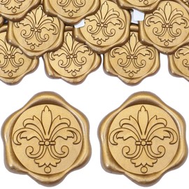 SWANGSA 50 Pcs Fleur De Lis Wax Seal Stickers, Antique Gold Self Adhesive Envelope Seal Stickers for Wedding Invitation, Greeting Cards, Gift Wrapping