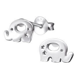 Laimons – Stud Earrings – Kids – 925 Sterling Silver – Elephant – Shiny