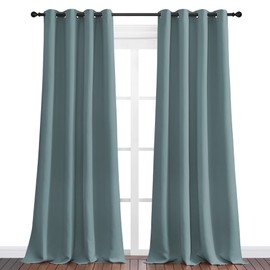 NICETOWN NICETOWN Modern Blackout Curtains Noise Reducing, Greyish Blue, 2 Panels, W55 x L102 -Inch, Thermal Insulated and Privacy Room Darkening Drape Panels for Boy's Guest Room Door Window