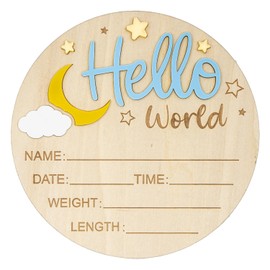Hello World Newborn Sign, Wooden Baby Announcement Sign Welcome Baby Name Plaque Baby Birth Sign Board for for New Born Boys Girls Nursery Hospital Photo Props Home Decor A7XYYEMP