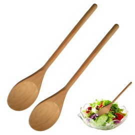 2 Pcs Wooden Spoons for Cooking, Long Handle Wooden Utensil Set, Natural Wood Long Handle Round Spoons, Heat Resistant Wooden Cooking Utensils for Soup Mixing Stirrer Kitchen Tools Utensils