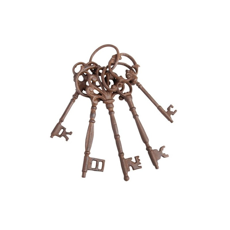 Esschert Design Large Key Ring with Five Keys Made of