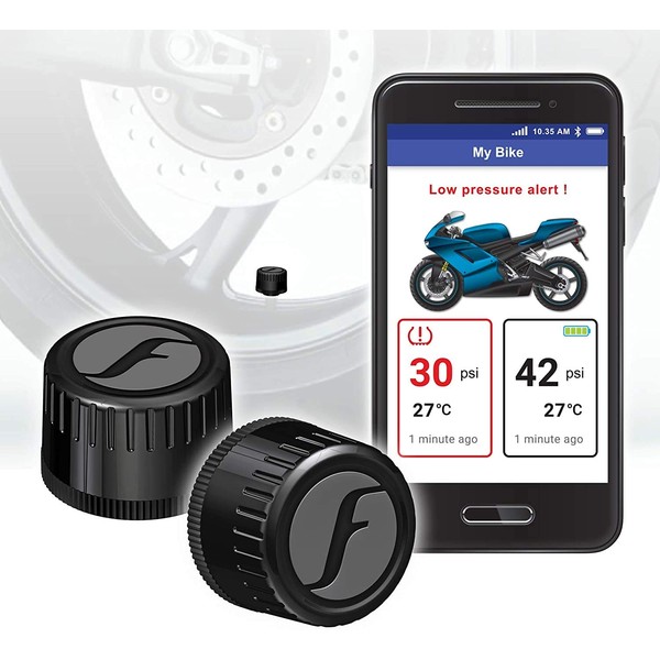 FOBO Bike 2 tire pressure monitoring system (Black) – external monitor, bike tire, temperature sensor, wireless, for smart bike, motorcycle, ebike & bicycle
