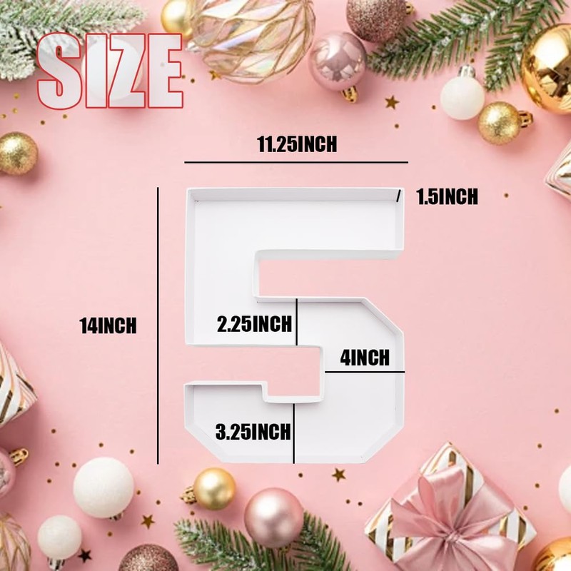 ANNJINT 14inch Cardboard Number Fillable Shaped Charcuterie Board Tray Decorative