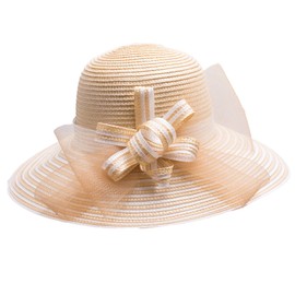 Lawliet Womens Polypropylene Church Wedding Occasion Tea Party Wide Brim Hat A490(Khaki)