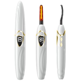 EYECURL Heated Eyelash Curler, Heated lash Curler, Accurate Temperature Control, Electric Eyelash Curler, Heated Curlers - Intelligent Power Off, Natural Long Lasting Makeup - Whisper White/Gold