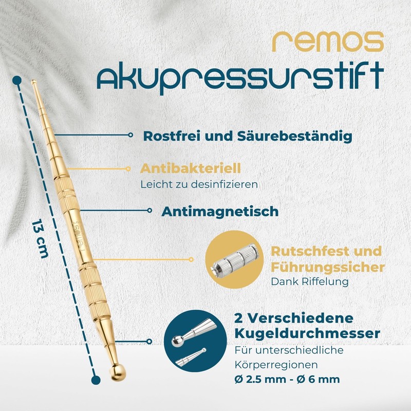 Remos Acupressure Pen & Meridian Pen Gold 13 cm Ball