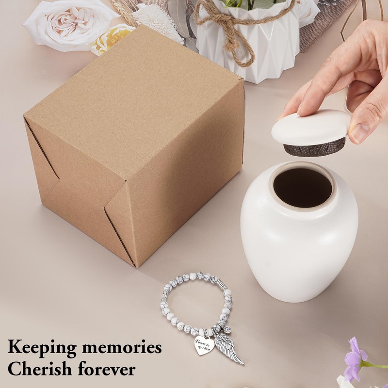 SOITIS Urn for Human Ashes Keepsake- 4.8 Inches White Ceramic