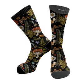 ACDRUING Vintage Mushroom Unisex Athletic Crew Cushion Socks For Running And Workout Performance Wicking Cushion Mid-Calf Socks For Men Women