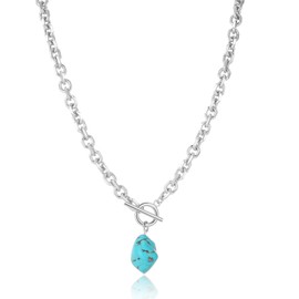 HUONGWIN Chunky Gold Choker Toggle Clasp Baroque Pearl Necklace For Women Trendy Silver Plated Anchor Link Chain Charm Pendant Necklaces