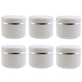 6 x Empty White Plastic Makeup Cosmetic Bottles Containers with Screw Lid and PP Liner, Travel Packaging Storage Containers for Eyeshadow, Cream, Lotion, Lip Balm and More (20g)