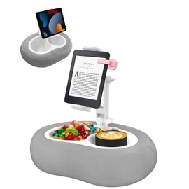 Adjustable Tablet Stand Pillow – Compatible with 5"-12.9" Devices, Machine Washable, Pillow Holder for Bed with Detachable Bowl, Fits Most Tablets and E-Readers, Gray