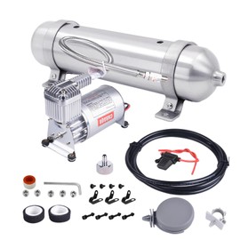 CNRAQR 1 Gallon Air Tank Seamless with 150 PSI Air Compressor 12V Aluminum Air Compressor Onboard System 1/4NPT for Train Truck Trailer Train Auto Air Lift Suspension Heavy Duty Air Horn Compressor