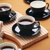 BTaT Porcelain Tea Cups and Saucers - 6oz, Black, Set
