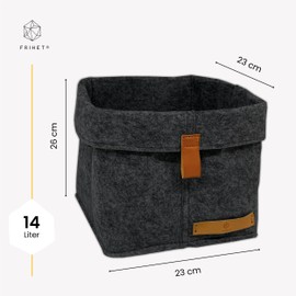 FRIHET® Felt storage basket for Kallax shelf, organiser box in anthracite, felt bag organiser, size 1 in set of 2, versatile and space-saving storage