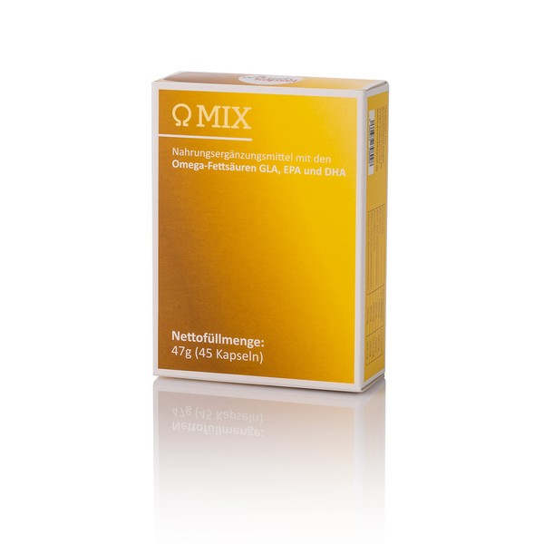 Wunschkapsel OmegaMix | Omega-3 and -6 fatty acids high dose | 300 mg GLA, 300 mg EPA, 200 mg DHA per day | 45 capsules content