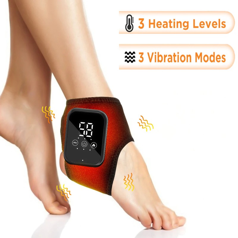 Rechargeable Heated Ankle & Wrist Wrap with Vibration Massage –