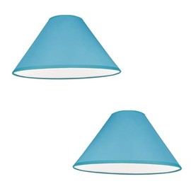 Pack of 2 - Empire Cotton Coolie Lamp Shades for Table Lamps and Pendant Ceiling Lights - 25cm Dia (2, Blue)