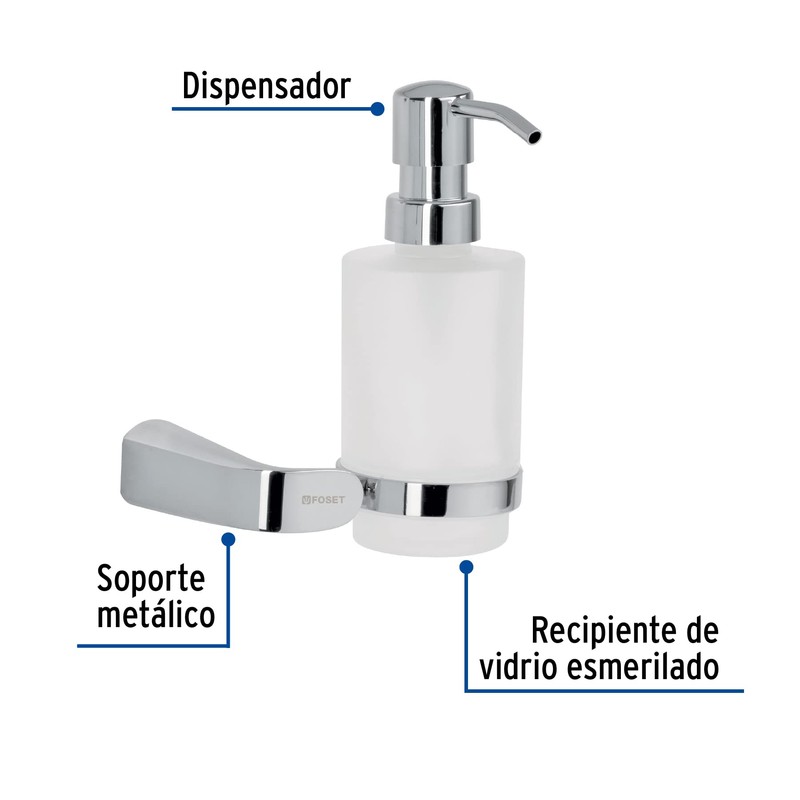 Foset Riviera RIA-75, Dispensador de jabón, cromado, línea Riviera