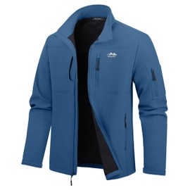 WULFUL Men's Lightweight Softshell Jacket Warm Fleece Lined Windbreaker Waterproof Soft Shell Outdoor