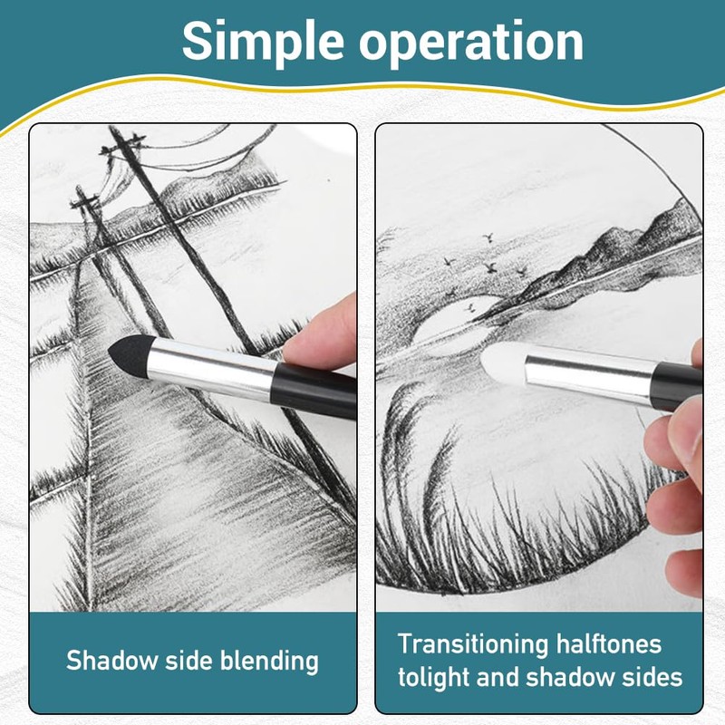 6 Pcs Artist Blending Stumps, Double-Headed Blending Stump Pencil Rubbing