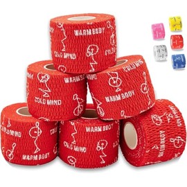 WARM BODY COLD MIND Weight Lifting Thumb Tape - Hook Grip Tape for Crossfit, Weightlifting Powerlifting Deadlift, Sticky & Stretchy Athletic Grip Tape (6 Rolls Red, 19ft x 1.85in)