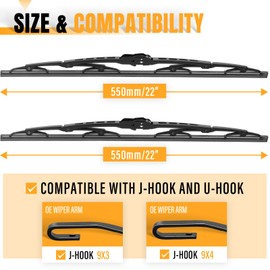 AUTOBOO 22"+22"Windshield Wipers Replacement for Ford F150 F250 F350 F450 F550 2024-2021 2020 2019 2018 2017 2016 2015 2014 2013 2012 2011 2010 2009 -Original Factory Quality Wiper Blades (Pack of 2)