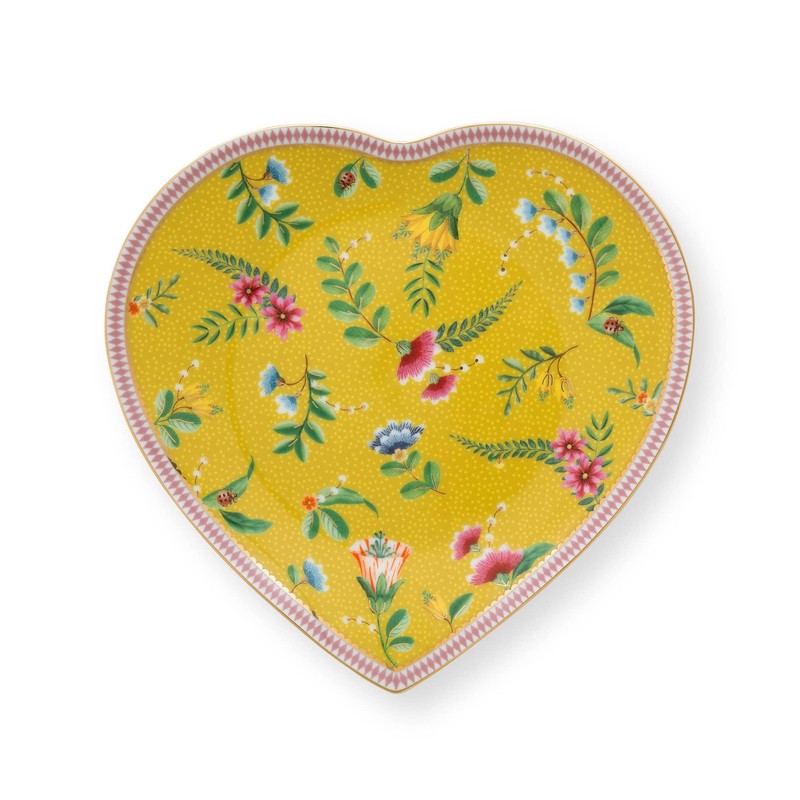 Pip Studio La Majorelle Heart Shaped Plates Yellow D 21.5
