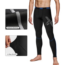 FDX Men Compression Leggings All Season Base Layer Armour Tights Blue S