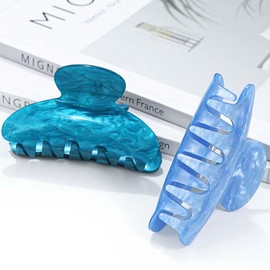 Fashey Acrylic Claw Clip Pink Hair Clips Cute Medium Hair Claws Hair Accessories for Women (lake blue+royal blue)