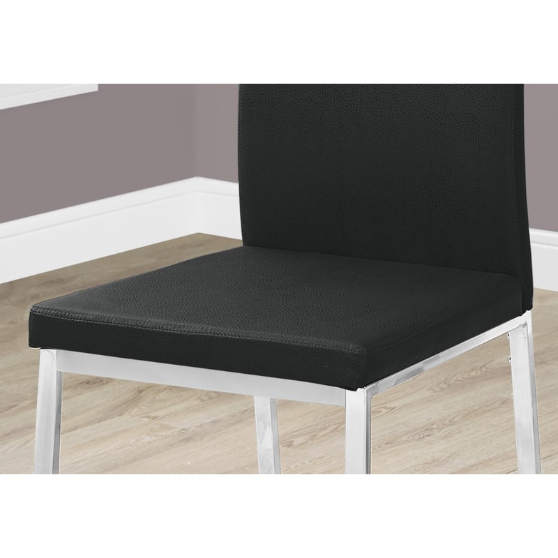 Monarch Dining Chair - 2Pcs / 38" H/Black Leather-Look/Chrome