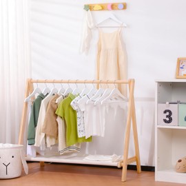 Edergoo Kids Wooden Hangers 20 Pack, White Wooden Baby Hangers with Smooth Finish, Solid Wood Children Hanger for Clothes with Precisely-Cut Notches, Swivel Hook Baby Clothes Hanger for Closet